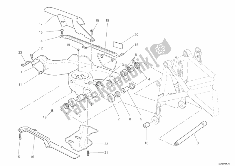 All parts for the Swing Arm of the Ducati Hypermotard 1100 EVO USA 2010